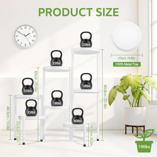 Image of iDavosic.ly 7 Tier Large Plant Stand Indoor, 10 Inch Wide Tall Corner Metal Plant Stands Outdoor for Multiple Plants, Folding Tiered Flower Display Holder Rack Shelf, White