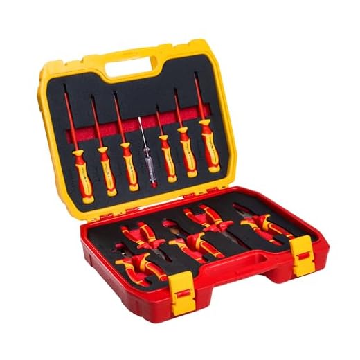 HÖGERT TECHNIK Lot de 12 outils électriciens isolés 1000 V tournevis manuel, tournevis plat et cruciforme, pinces, test de tension, coffret en plastique