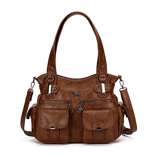 Image of KL928 Women's Shoulder Purse Large Hobo Tote PU Leather Multi-Pocket Bag | Large capacity, water-resistant, easy-clean, adjust strap, fits 10.2 inchipad, pockets, compartments, zipper, shop, travel, daily