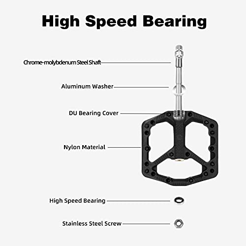 Rockbros 2021-12ABK/US Mountain Bike Pedals Flat Mtb Pedals Nylon Fiber Bicycle Platform Pedals thumb #3