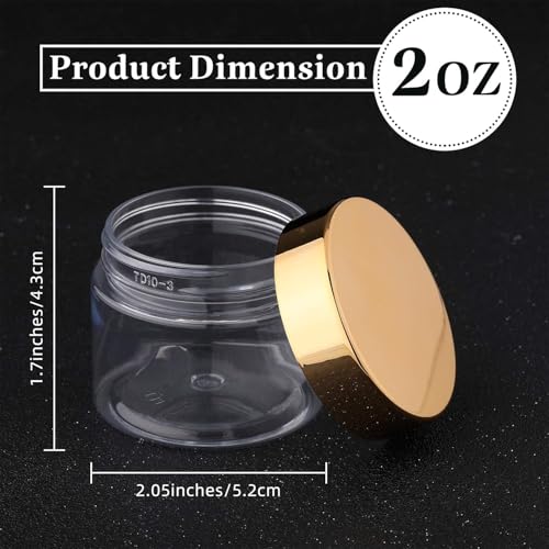 Image of Patelai 4 Pieces Round Wide-mouth Leak Proof Plastic Container Jars with Lids for Travel Storage Makeup Beauty Products Face Creams Oils Salves Ointments DIY Making(2 Ounce,Gold)