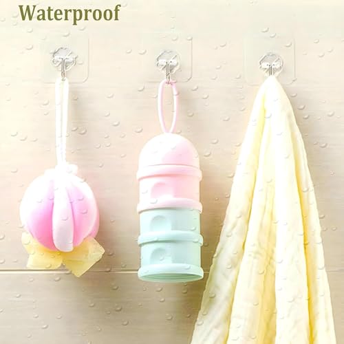 Image of 15 Pack Self Adhesive WallHook Heavy DutyHook for Hanging Without Drilling Transparent Nail Free StickyHook Strong Wall Hanger Set of 15 FlowerHook for Kitchen Bathroom Home Storage