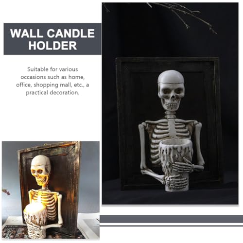 Candelabro de esqueleto de resina resistente con gancho multifuncional para decoración 4