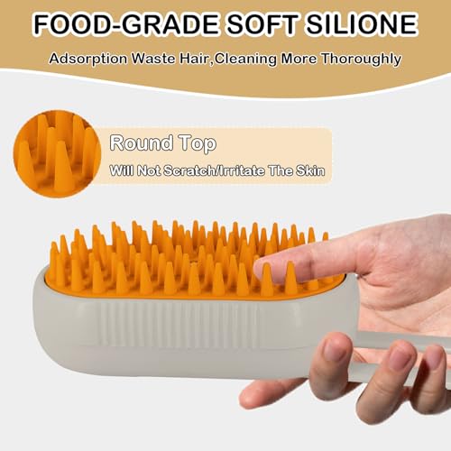 Image of Steam Brush 4 in 1 for Shedding, iRboWou Rechargeable Cat Brush with Steam, Anti-Static for Pet Massage, Cleaning, Shedding and Combing- Cream