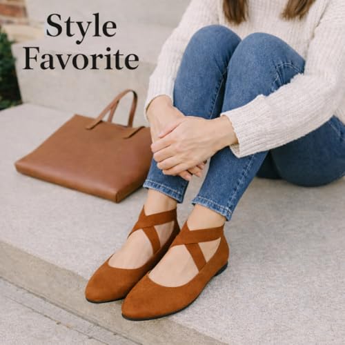 Image of EMMA NEW YORK Ankle Strap Flats for Women, Women Flat Ballerina Shoes, Women's Ballet Flats with Strap