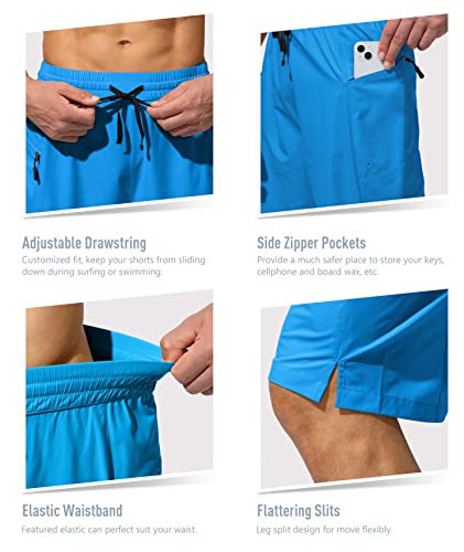 Image of Men's Swim Trunks Quick Dry Board Shorts with Zipper Pockets Beach Shorts Bathing Suits for Men - No Mesh Liner