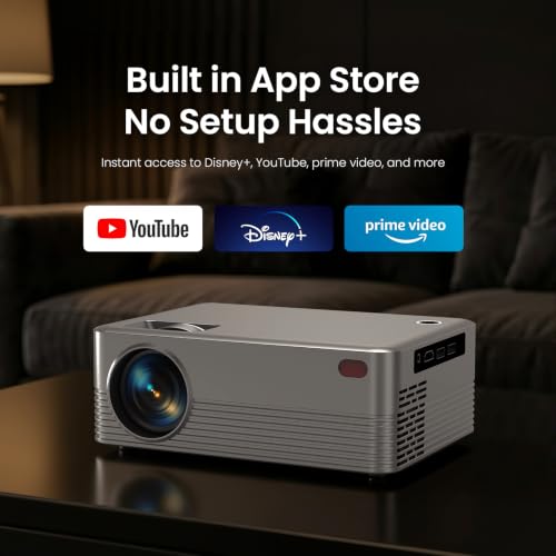 Image of Smart Projector with WiFi and Bluetooth, Native 1080P&4K /8K Support Mini Projector, Built-in 8W Speaker, 400Ansi Moive Projector for Bedroom, Outdoor, Home