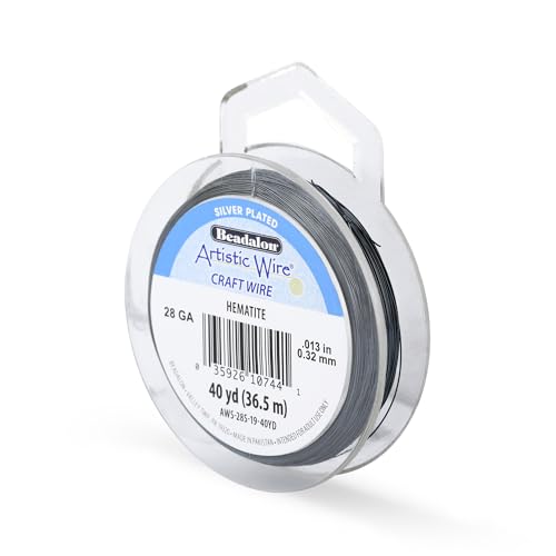 Image of Artistic Wire, 28 Gauge Silver Plated Tarnish Resistant Colored Copper Craft Wire, Hematite, 40 yd