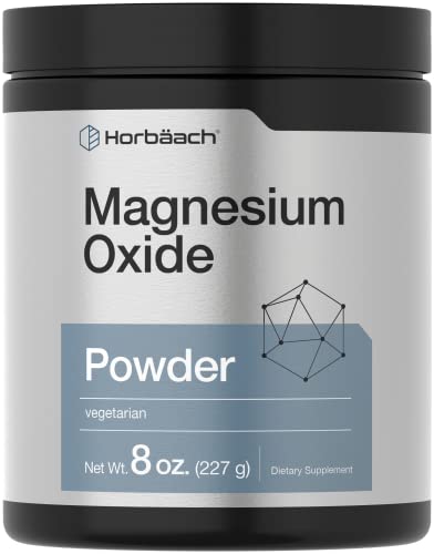 Horbäach Magnesium Oxide Powder | 400mg | 8 Ounces (227 g) | Vegetarian, Non-GMO, and Gluten Free Supplement