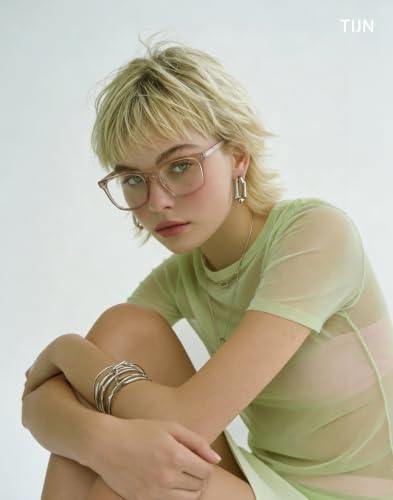 Image of TIJN Blue Light Blocking Glasses for Women Men Square Frame Nerd Eyeglasses Anti Blue Ray Computer Screen Glasses