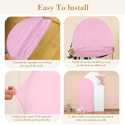 White Pink Photo Arch Backdrop Cover Set of 2-7.2ft and 6ft Arch Covers Stretchy Backdrop Spandex Baby Shower Arch Stand Covers for Girls Birthday Party Wedding Bridal Shower Background Decorations by Suppromo - Image 8