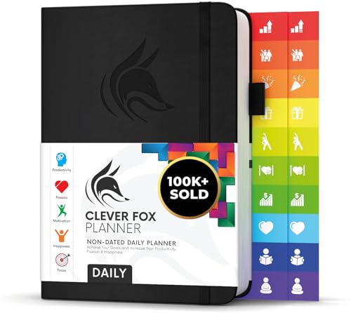 Clever Fox Daily Planner – Undated Planning Notebook with Hourly