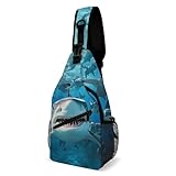 Antirrobo Bolso Pecho Grupo de tiburones azules marinos submarinos Mochila de Pecho Ligero Mochila Cruzada Tactica Hombre Caminar