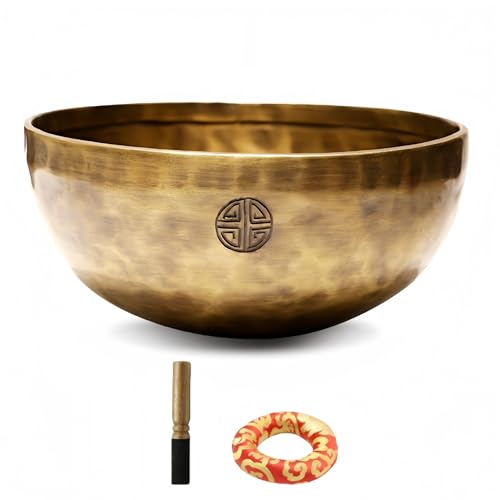 Fay Bless Handgjort tibetanskt sångskålsset – Nepalesisk meditationsskål från fullmånen för yoga, chakrabalansering, ljudterapi,...