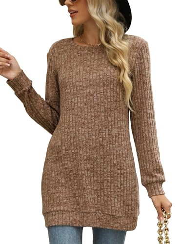 Image of Sweaters for Women Long Sleeve Crewneck Sweatshirt Loose Casual Tunic Tops