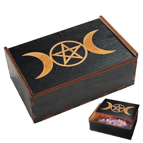 Genérico Caja de Tarot de Madera | Estuche Vintage Con Tapa Deslizante | Joyero y Organizador de Baratijas