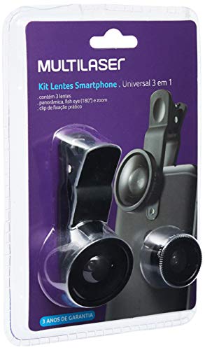Multilaser AC326 Kit De Lentes Para Smartphone Universal 3 Em 1, Preto