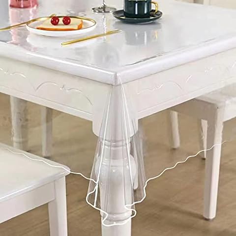 Square Tablecloth Protector, Waterproof Oil-Proof Stain-Resistant Anti-Scratch Clear Plastic Table Cover for Dining Table, Camping, Holiday Celebration, 54 x 54 Inch Cover