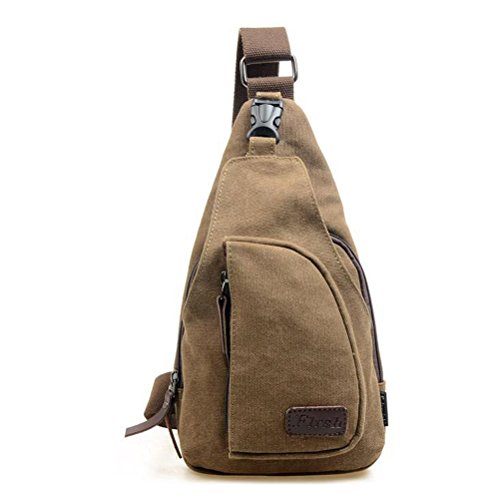 WINOMO Mochila masculina esportiva de lona, bolsa tiracolo - Tamanho G (café)