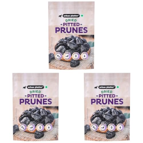 Image of Urban Platter Pitted California Prunes, 1Kg (Dried Plums | Unsweetened | Rich in fibre | Great for Digestion) (Pack of 3)