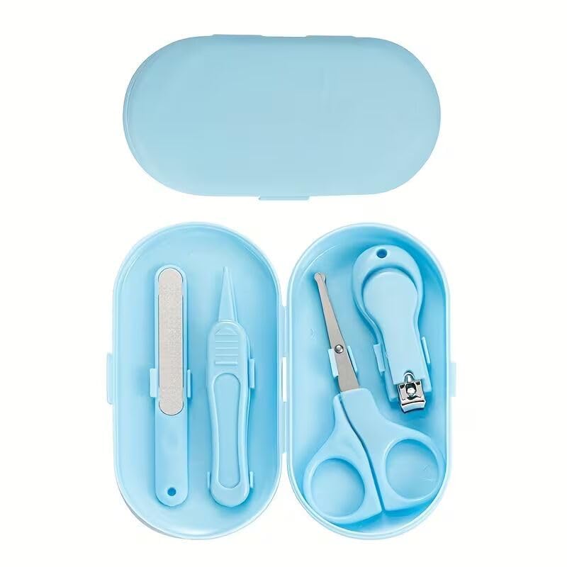 SAMEZONE Baby Nail Care Kit for Newborn & Kids – Safe Nail Clipper, Scissors, Nail File & Tweezer Set with Storage Case, Infant Grooming Kit for Boys & Girls (4 in 1 Baby Nail Blue)-image-49