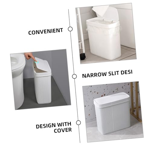 Caneca de basura rectangular blanca para baño miniatura 5