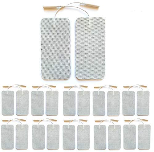 Med X Tens Unit Pads 20 Pack 2x4 inch Large Size Reusable Electrode Pads with Premium Self Stick Gel Compatible with TENS/EMS Tens 3000 Tens 7000 Tens Units and Pulse Massagers