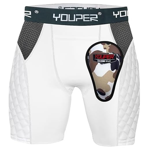 Youper Youth Elite Compression Sliding Shorts - Padded Slider Shorts with Soft Protective Athletic Cup for Baseball, Softball, Lacrosse, MMA (White, Youth - Medium)