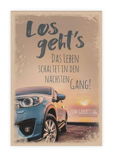 3 Lustige Geburtstagskarten Mit Umschlägen – 12,7x17,8 Cm, Design „Cooles Auto“, Nachhaltig Produziert