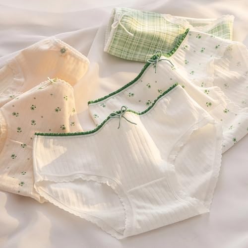 Breathable Cotton Underwear for Teen Girls Age 8-18 Cute Floral Briefs Mid-rise Comfy Fit Ruffle Frim Panties2