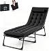 KernGut Folding Lounger,Sonnenliege Klappbett Gästebett Klappbar Liegestuhl,4 Positionen Verstellbares Tragbares Multifunktions-Campingbett,Mit Matratze Seitentasche (Schwarz 1 Stück)