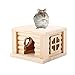 Pssopp Casa Hamster Cabaña Hamster de Madera Natural Top Plano Habitación pequeña para Mascotas Casa de Animales pequeños con Ventana para Todos Hamster