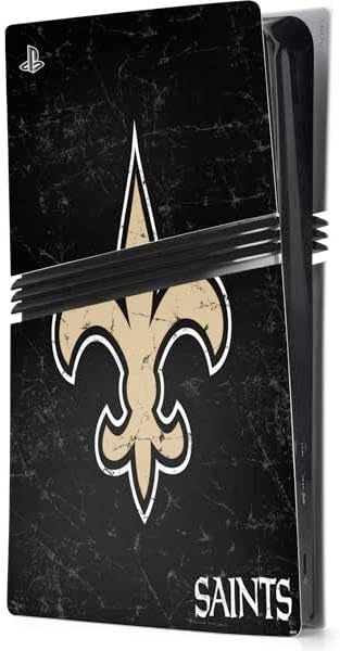 Skinit Decal Gaming Skin Compatible with PS5 Pro Console - Officially Licensed NFL New Orleans Saints Distressed Design