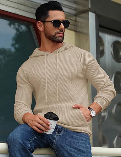 Urru Men'S Pullover Sweaters Long Sleeve Holiday Knit Sweater With Drawstring Hoodies thumb #2