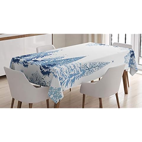 ABAKUHAUS Invierno Mantele, Ciervos de árboles de Pino de Navidad, Estampado Lavable Colores Firmes Cover