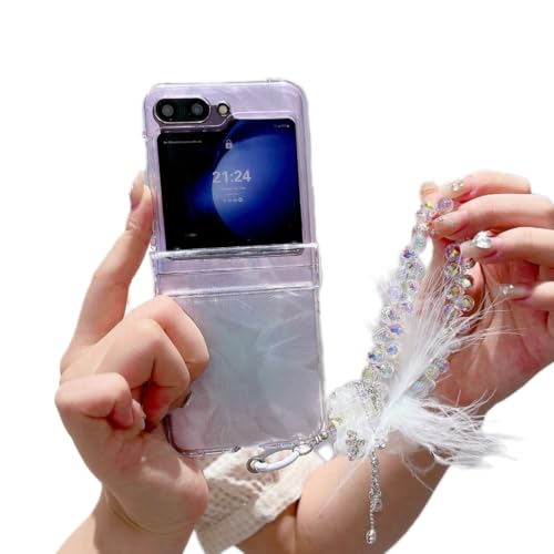 Coque Samsung Z Flip 6 transparente papier laser dégradé étui avec perles