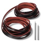 10 Yards Flat Genuine Leather Strip Cord, 4mm Flat Genuine Leather Laces, Full Grain Cowhide Straps String with 2 Lacing Needles for Boot Lace, Necklace, Bracelet, Jewelry Making, Craft (Dark Brown)