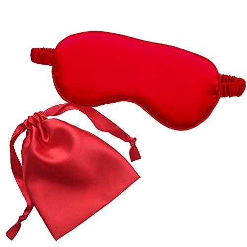 YTYH Sleep Mask, Eye Mask for Women and Men, Silk Sleep Mask, Nap Meditation Travel Eye Cover, Light Blocking Mask Blindfold, Imitation Silk Fabric Eye Mask with Storage Bag (Red)