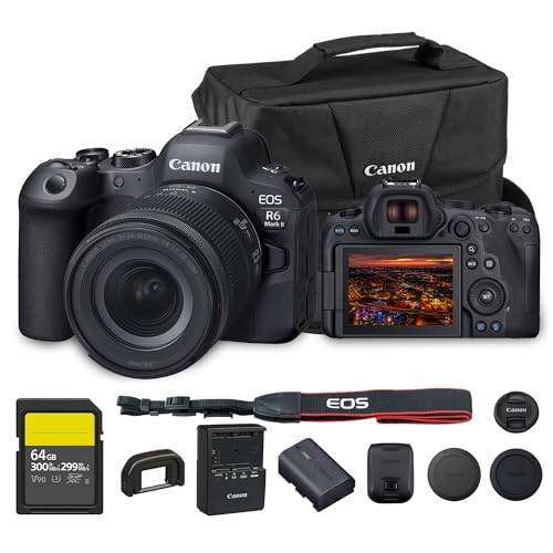 Canon EOS R6 Mark II Mirrorless Camera with RF 24-105mm f/4-7.1 is STM Lens | 24.2MP Full-Frame CMOS Sensor, 4K 60p Video, Dual Pixel CMOS AF II with Shoulder Bag and 64GB Card