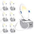 Ensenior 6 Pack 4 Inch LED Recessed Light, Dimmable, 2700K-5000K 5CCT, 750LM High Brightness, 9W 120V, Damp Rated, Ultra-Thin Canless Wafer Ceiling Light - ETL & FCC & IC
