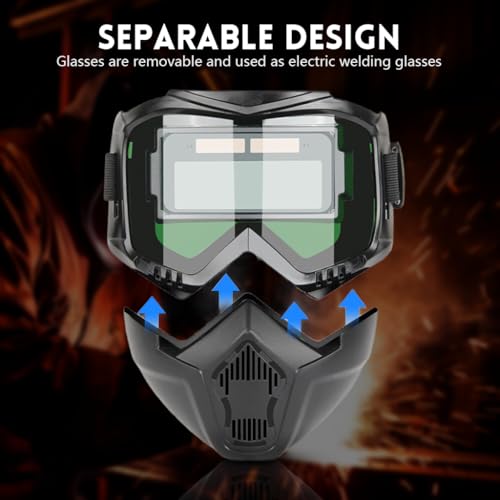 Image of Serplex 2 In 1 Welding Helmet With Auto-Darkening Welding Goggles, Includes 10 Replacement Lenses, Lightweight & Breathable PP Face Mask with Foam Eye Frame Pad, Adjustable Head Strap