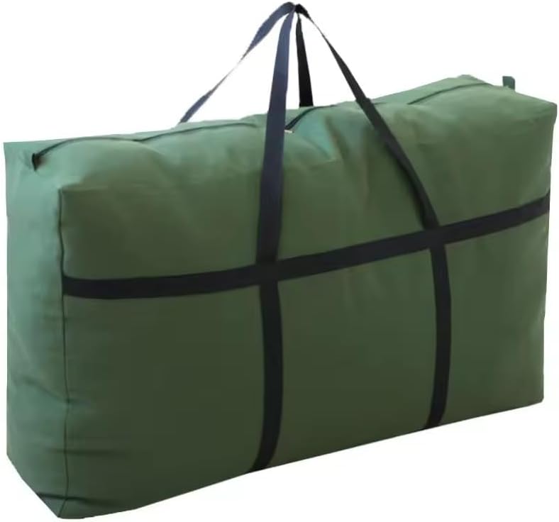 Heavy Duty Extra Large Capacity Storage Bags Green Thickened Canvas Moving Bags Moving Supplies Space Saving Clothes Organizer (XL-100x60x30CM)