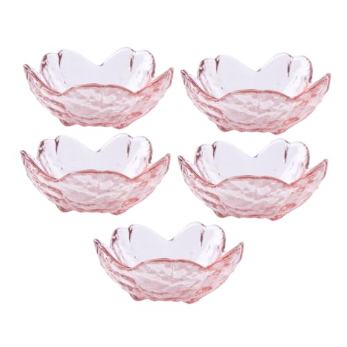 OUNONA 5pcs Japanese Style Glass Cherry Blossom Dishes Seasoning Plates for Condiments Elegant Tableware for Home Restaurant and Events for Dipping Sauces and Flavorful Enhancements