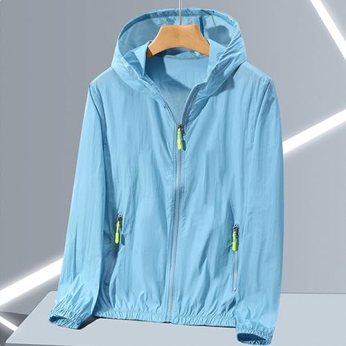 Mens Summer Jacket Sun Protection Athletic Hoodie Rash Guard Cycling Hiking Lightweight Windbreaker Zipper Pockets2