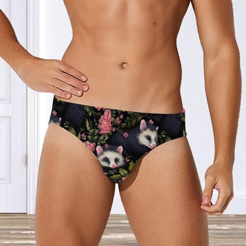 Cute Possum Flowers Men's Swim Briefs Sexy Bikini Swimsuit Beach Shorts Underwear Low Waist4