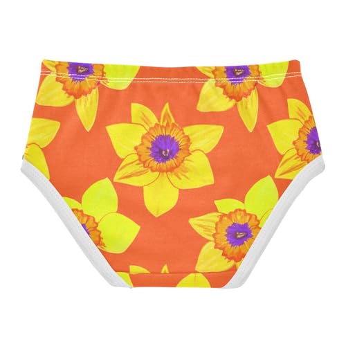 Toddler Girls Underwear 2t Cotton Girl Panties Cute Pattern Kids Undies Briefs Vibrant Yellow Daffodils Floral Orange2