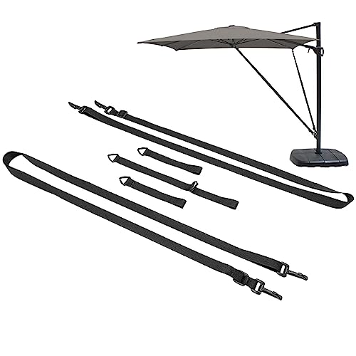 DISPRA Umbrella Wind Stabilizer Straps, Reusable Polyester Umbrella Strap, Easily Install Adjustable Tear-Resistant Protection Wind Stabilizer for Crank Parasol, Cantilever Parasol, Big Um
