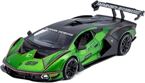 Image of 1:24 Lamborghini Essenza SCV12 Diecast Scale Model Metal Pull Back Toy Car for Kids with Openable Doors & Light, Music Toy Vehicle for Kids (Green)