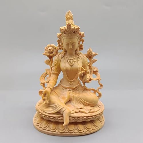 Estatua de Buda Tara de Madera Amarilla miniatura 2