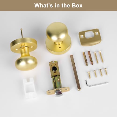 Newlaking Gold Door Knob Interior, Brass Privacy Door Knobs with Lock for Bedroom and Bathroom, Modern Heavy Duty Handle, Zinc Alloy, 1 Pack by Newlaking - Image 6